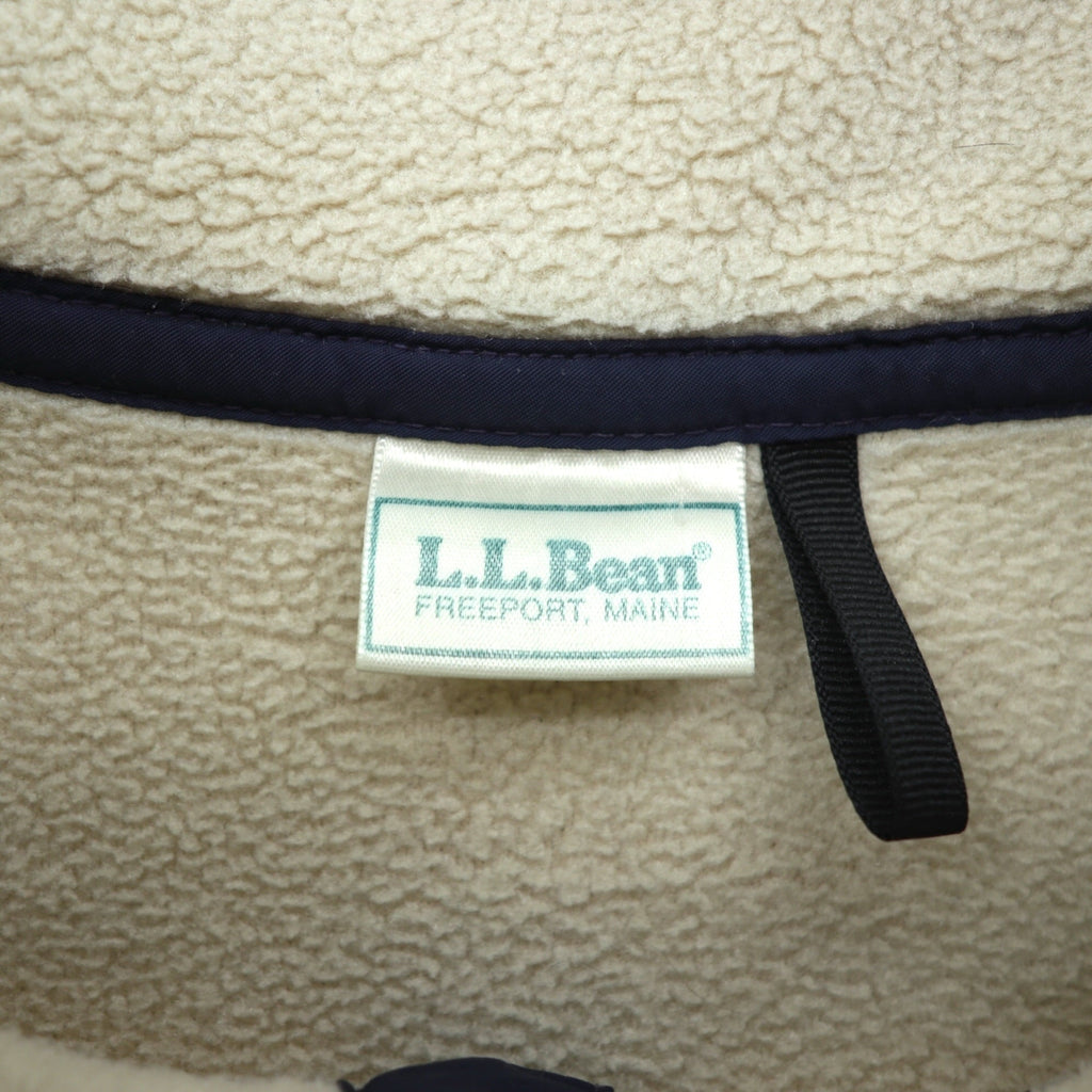 L.L.Bean 80s Snap-T Fleece Jacket XL Cream Pullover Script Logo Embroidered Side Pockets
