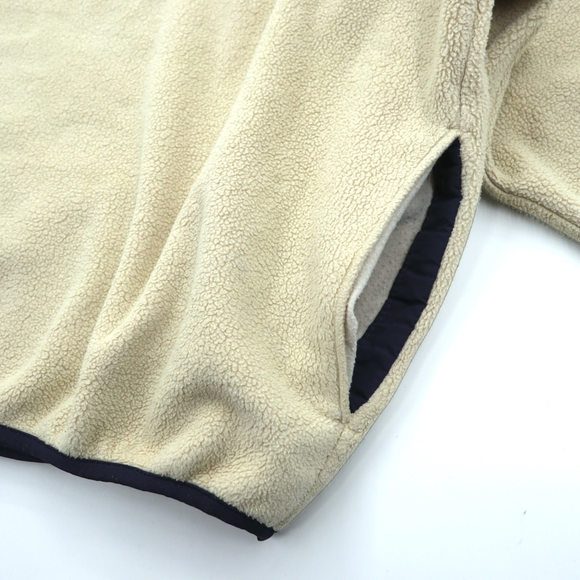L.L.Bean 80s Snap-T Fleece Jacket XL Cream Pullover Script Logo Embroidered Side Pockets