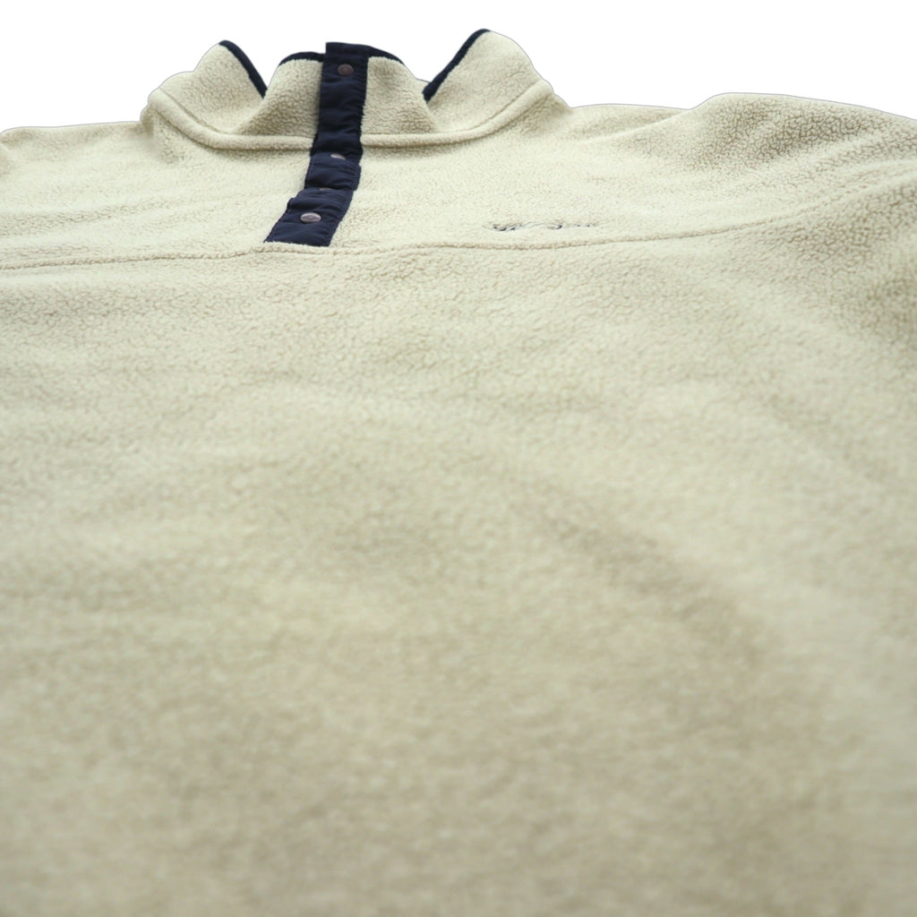 L.L.Bean 80s Snap-T Fleece Jacket XL Cream Pullover Script Logo Embroidered Side Pockets