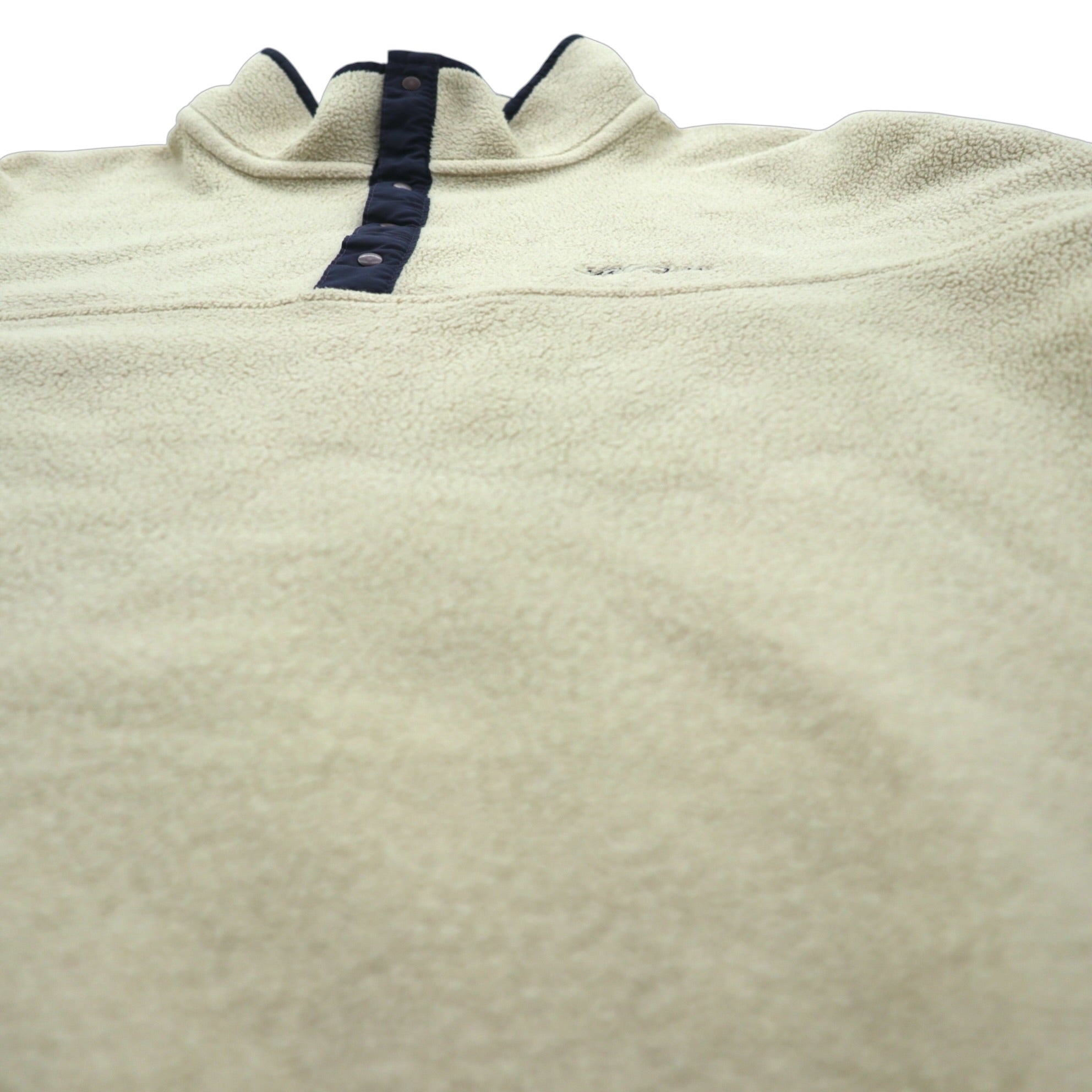 L.L.Bean 80s Snap-T Fleece Jacket XL Cream Pullover Script Logo Embroidered Side Pockets