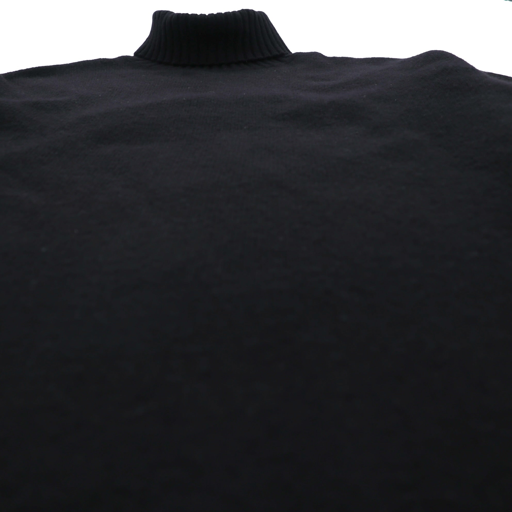 HUGO BOSS タートルネック ニット セーター XL ブラック 羊毛 ラムウール VIRGIN WOOL ハイネック