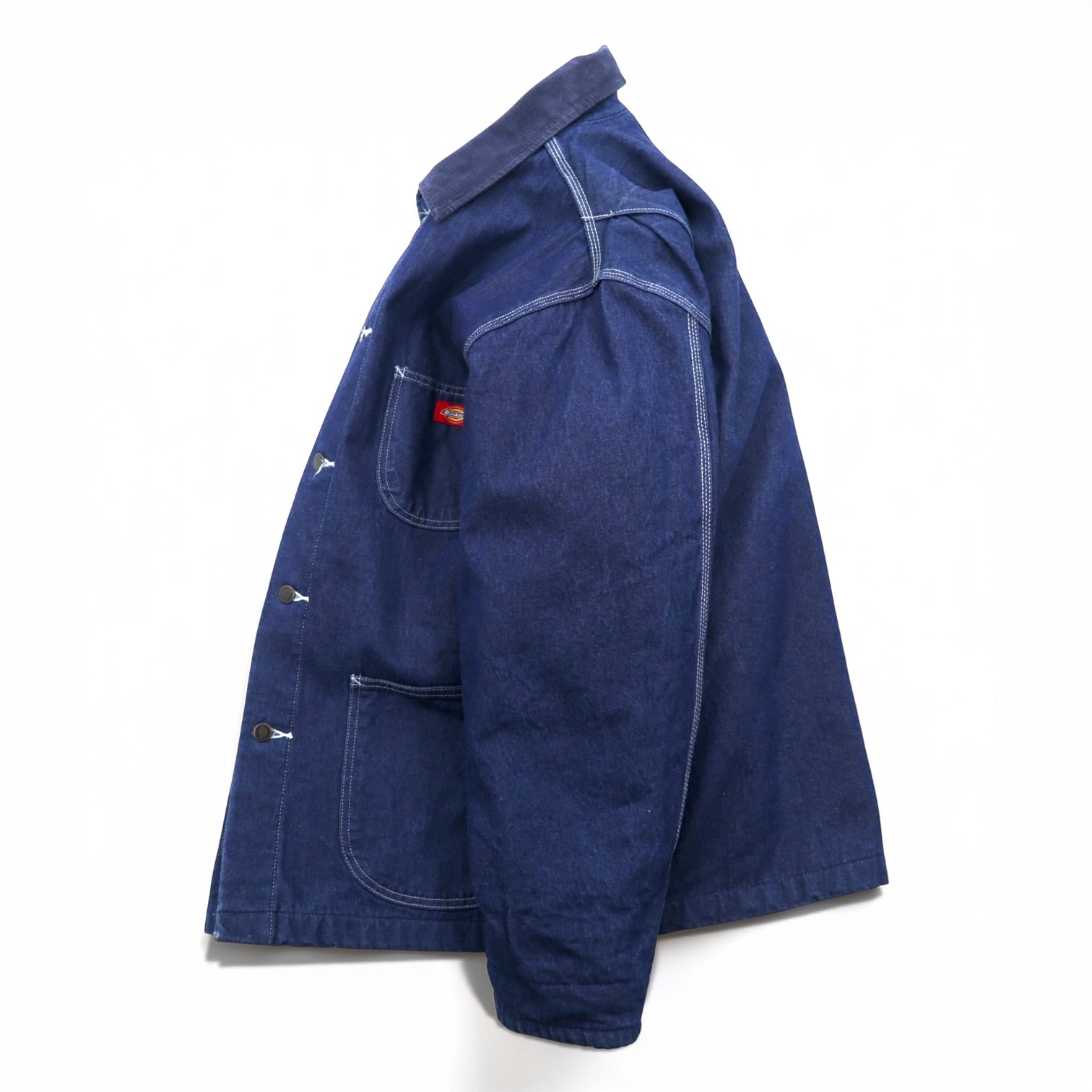 Dickies 90s Denim Chore Coat Coverall Work Jacket L Indigo Corduroy Collar Blanket Lined 3494NB