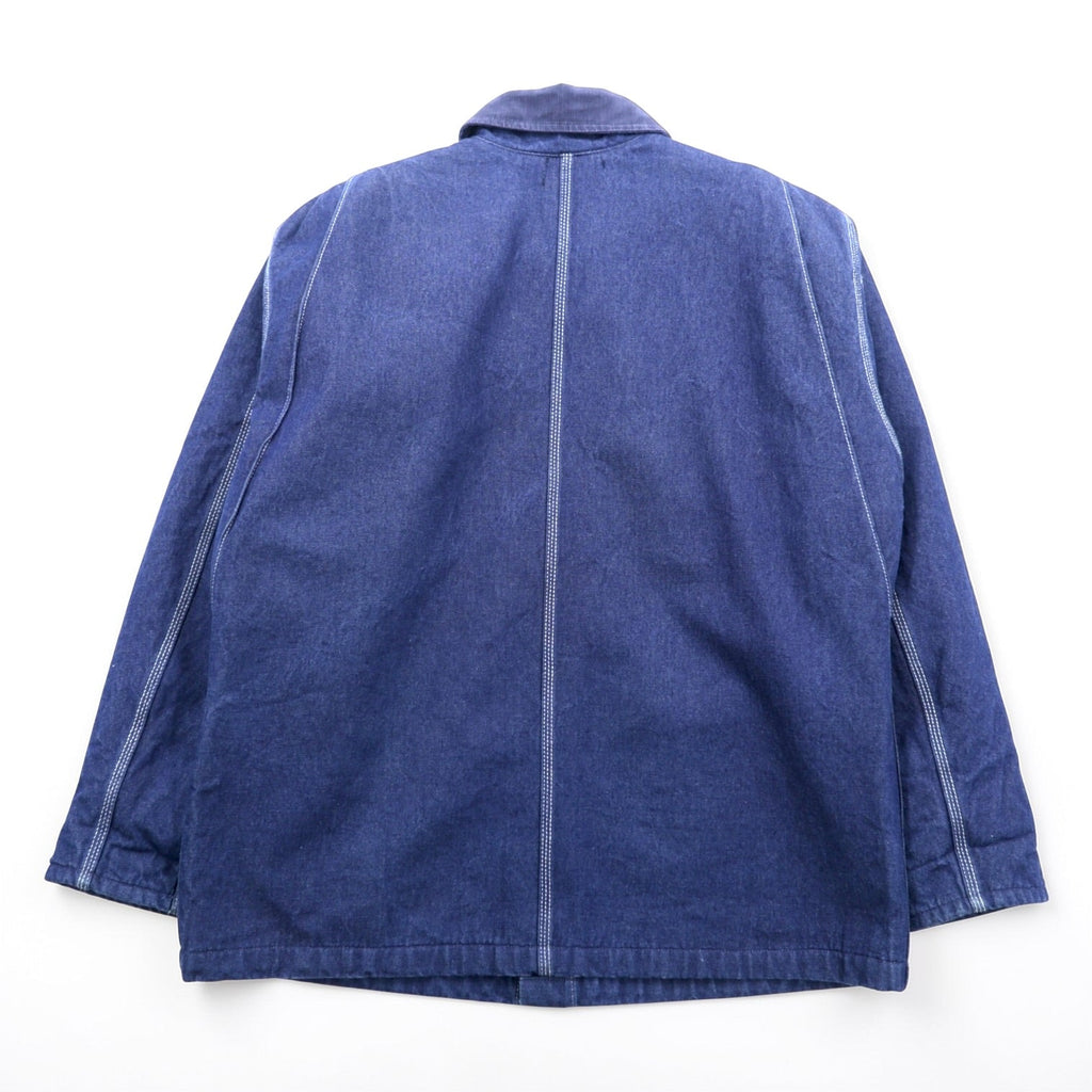 Dickies 90s Denim Chore Coat Coverall Work Jacket L Indigo Corduroy Collar Blanket Lined 3494NB