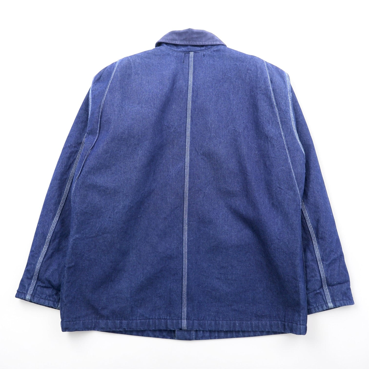 Dickies 90s Denim Chore Coat Coverall Work Jacket L Indigo Corduroy Collar Blanket Lined 3494NB