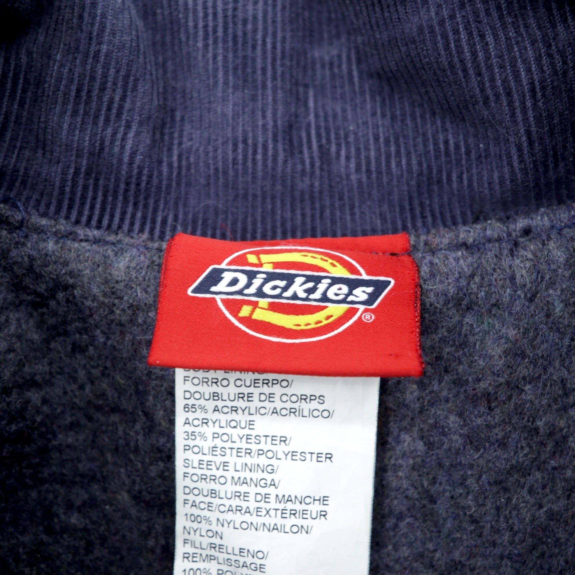 Dickies 90s Denim Chore Coat Coverall Work Jacket L Indigo Corduroy Collar Blanket Lined 3494NB