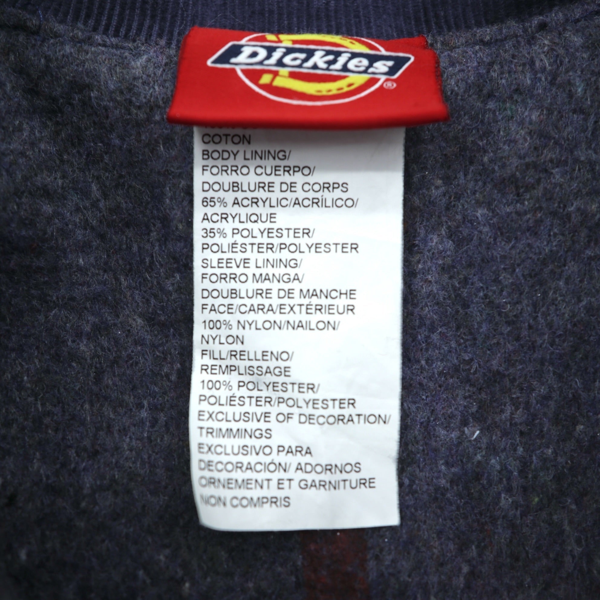Dickies 90s Denim Chore Coat Coverall Work Jacket L Indigo Corduroy Collar Blanket Lined 3494NB