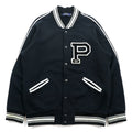 Polo Ralph Lauren Lettered Stadium Jacket Sweatshirt L Black Patch P Ribbed Line