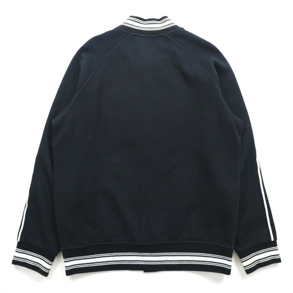 Polo Ralph Lauren Lettered Stadium Jacket Sweatshirt L Black Patch P Ribbed Line