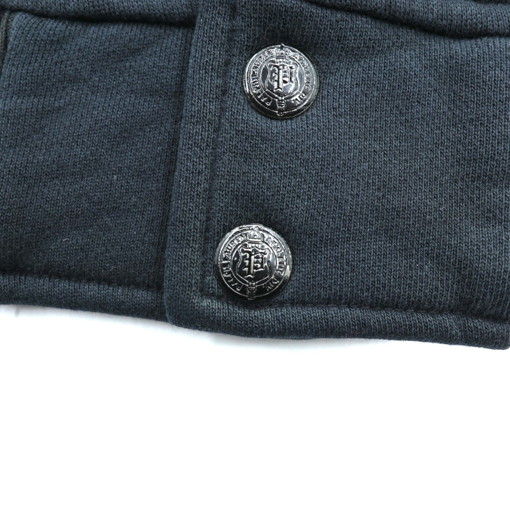 Polo Ralph Lauren Lettered Stadium Jacket Sweatshirt L Black Patch P Ribbed Line