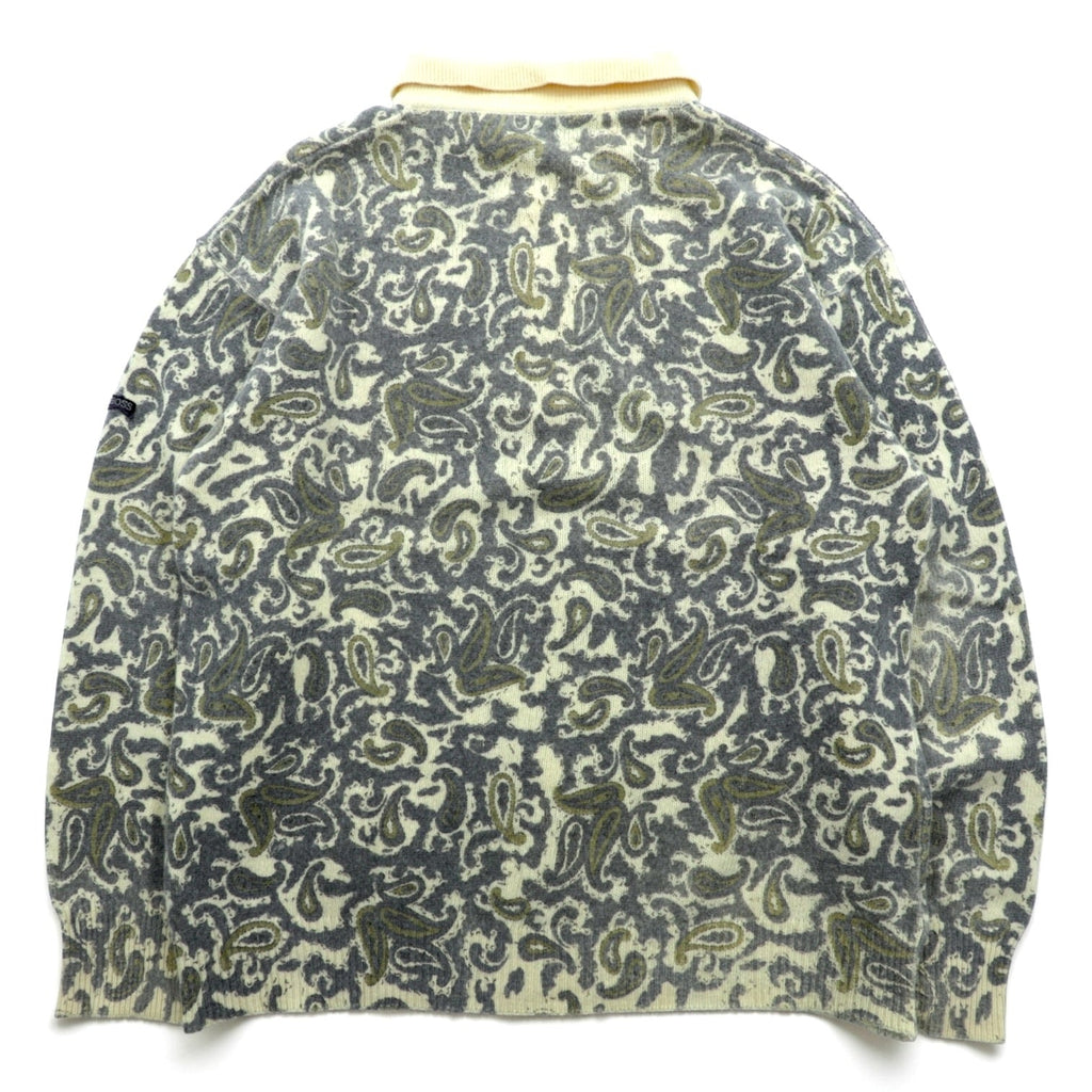 HUGO BOSS 90s Vintage Polo Knit Sweater XL Beige All-over Paisley
