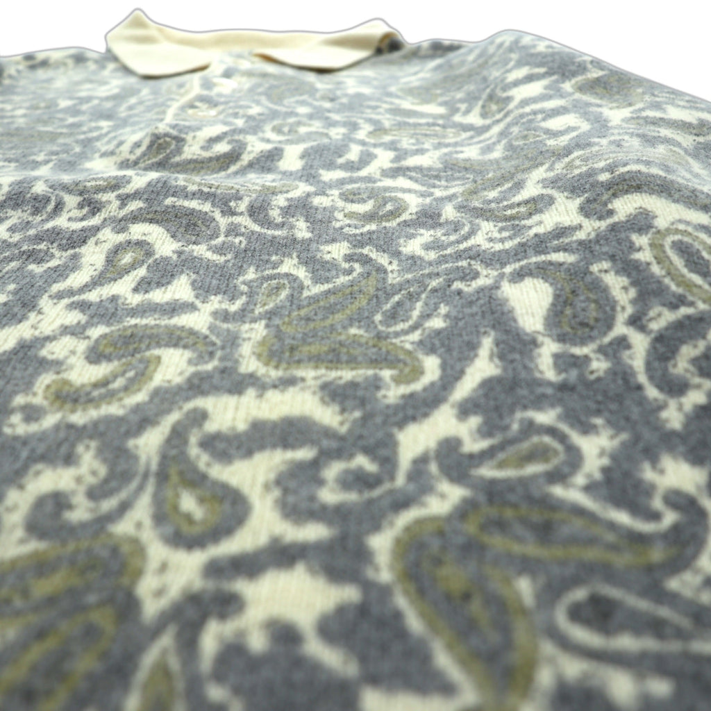 HUGO BOSS 90s Vintage Polo Knit Sweater XL Beige All-over Paisley