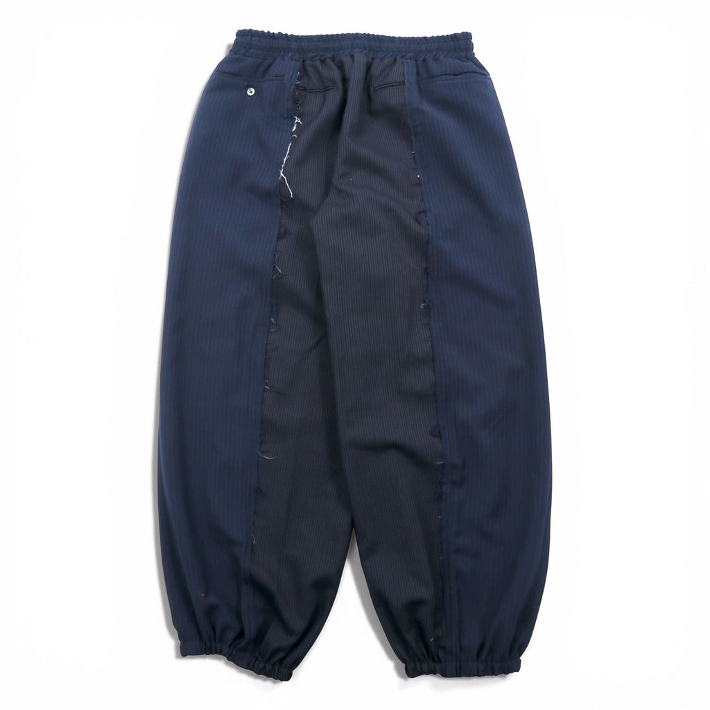OLD PARK バギー ジョガー スラックス BAGGY JOGGER SLACKS リメイク ワイドパンツ L ネイビー ストライプ  再構築 M A ASSORT 日本製