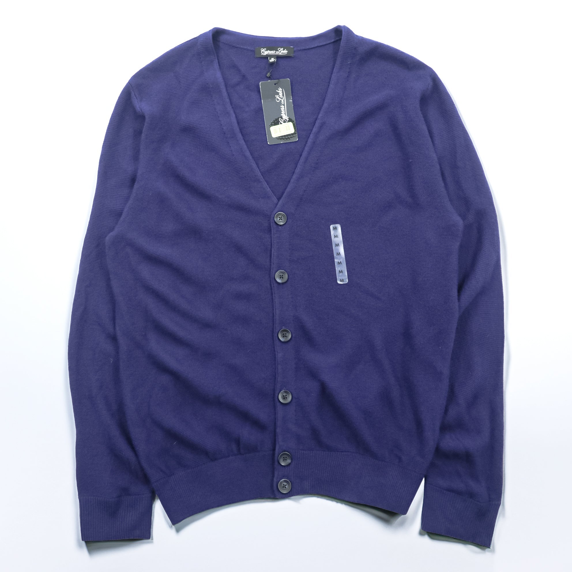 Cypress Links V-Neck Knit Cardigan M Navy Acrylic Unused