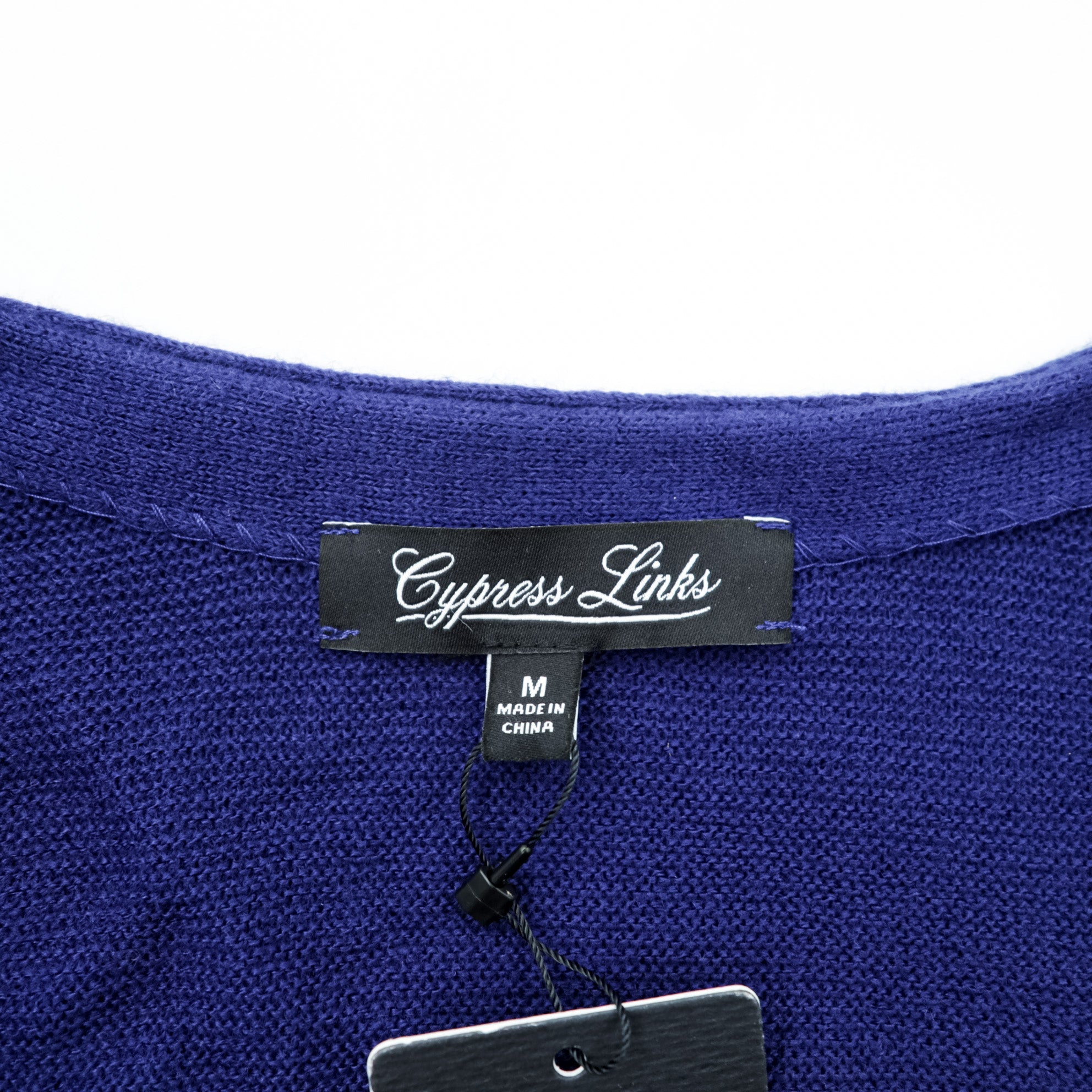 Cypress Links V-Neck Knit Cardigan M Navy Acrylic Unused