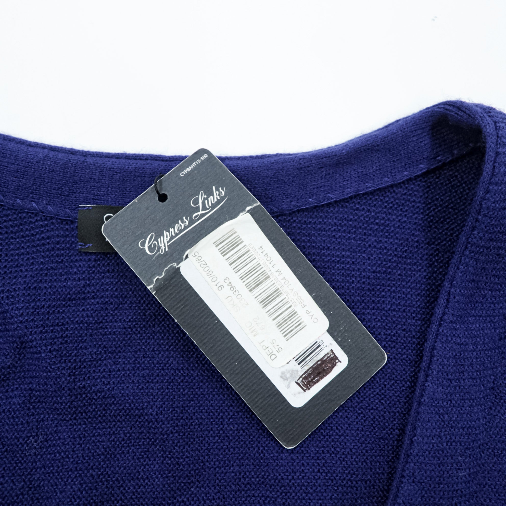 Cypress Links V-Neck Knit Cardigan M Navy Acrylic Unused