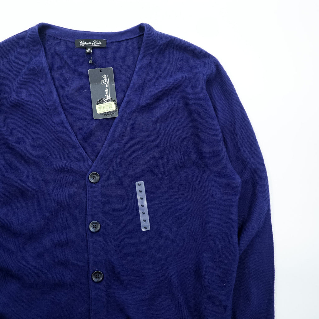Cypress Links V-Neck Knit Cardigan M Navy Acrylic Unused