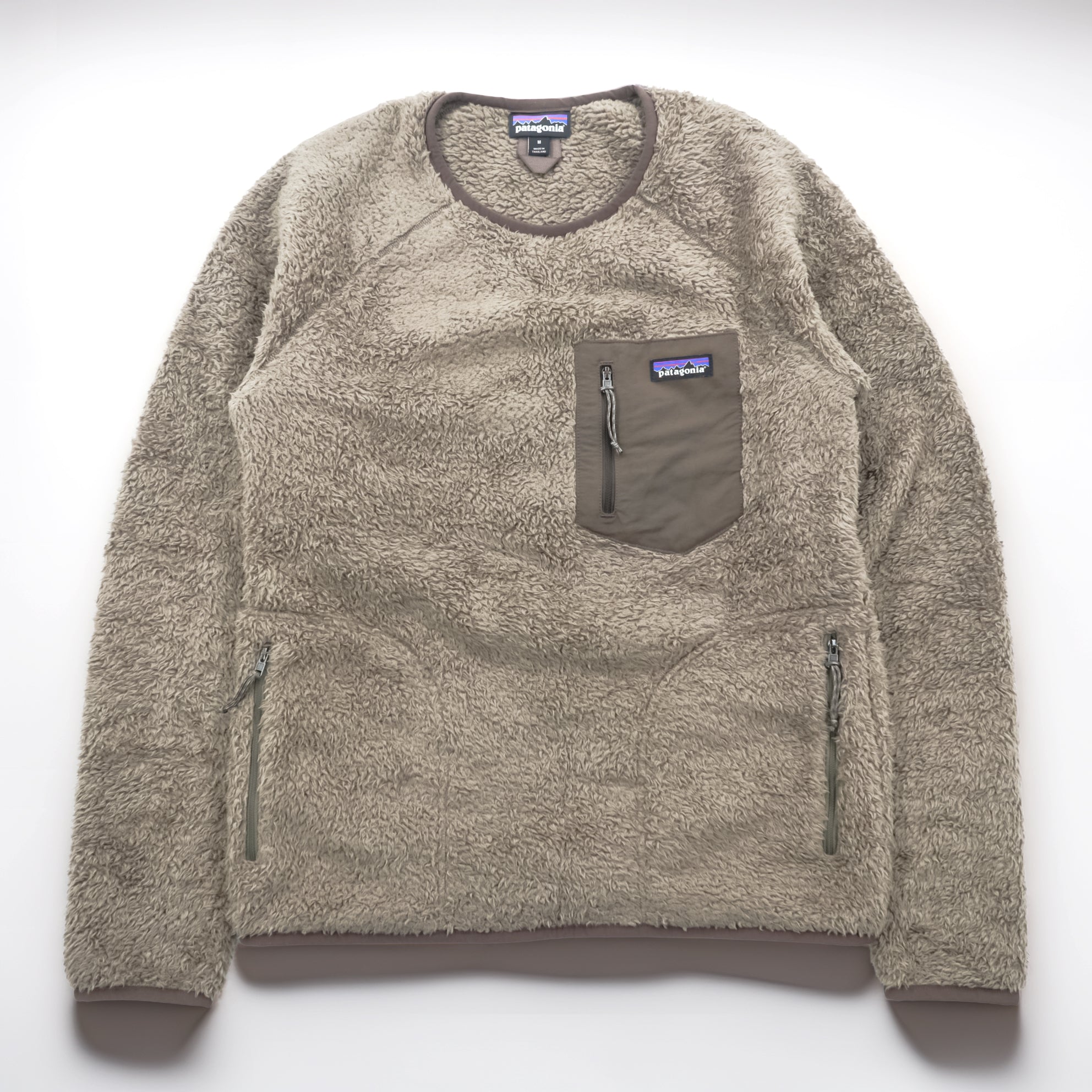 Patagonia Los Gatos Crew Boa Fleece Pullover M Brown Chest Pocket Side Pockets STY25895 FA22