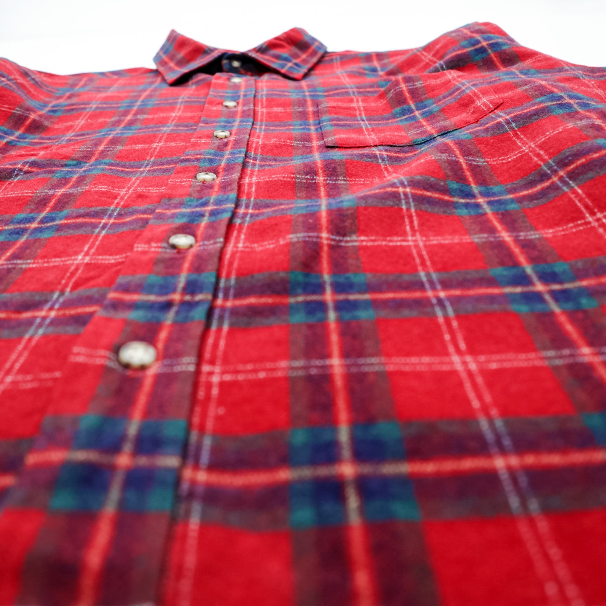 PENDLETON 70s Made in USA Vintage Wool Flannel Shirt XL Plaid Chest Pocket