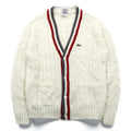 IZOD LACOSTE 70年代 ヴィンテージ ニット カーディガン M ホワイト 糸巻タグ トリコロール