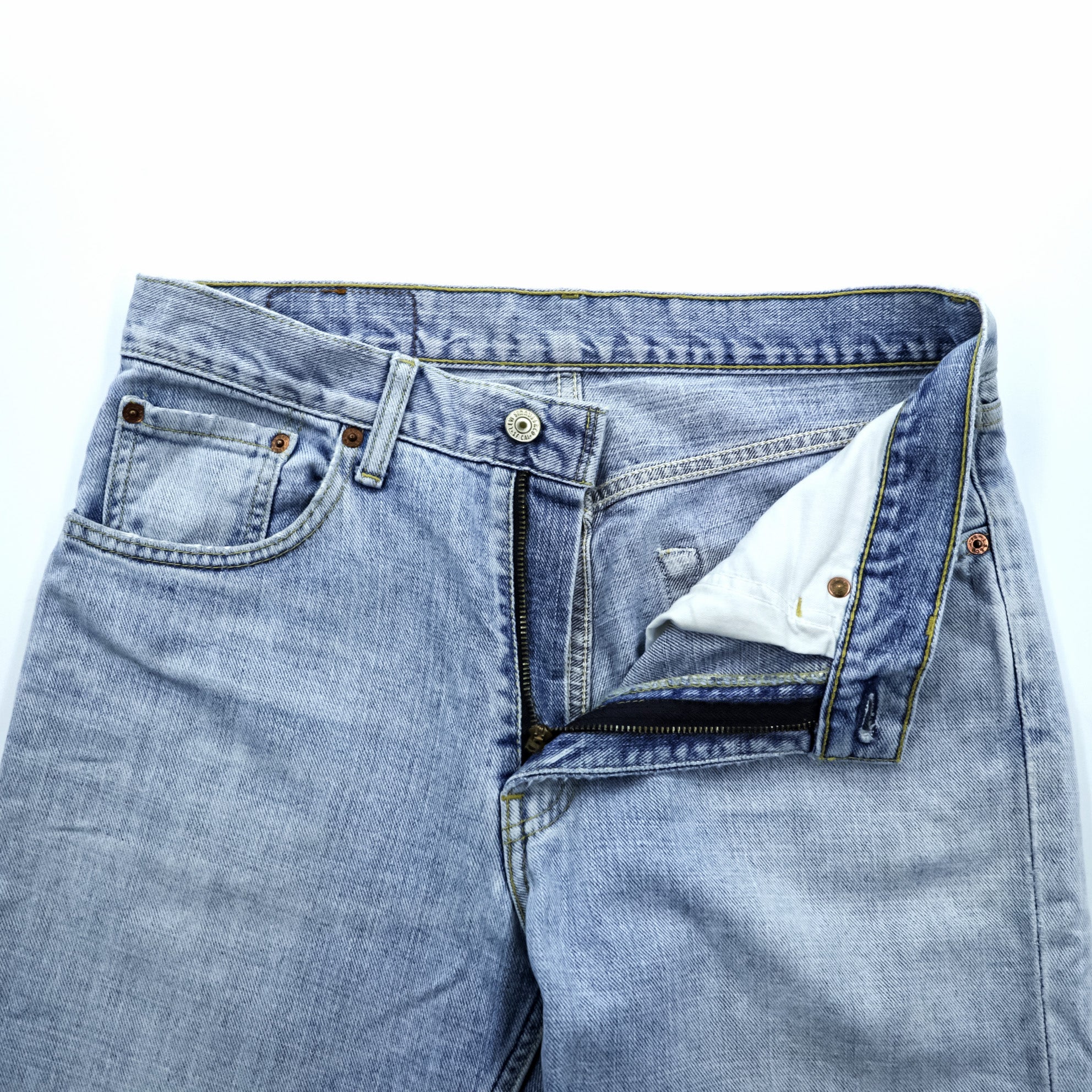 Levi's 533 ダメージ加工 クラッシュ デニムパンツ ジーンズ M インディゴ ボタン裏359 廃番 極東 フィリピン製