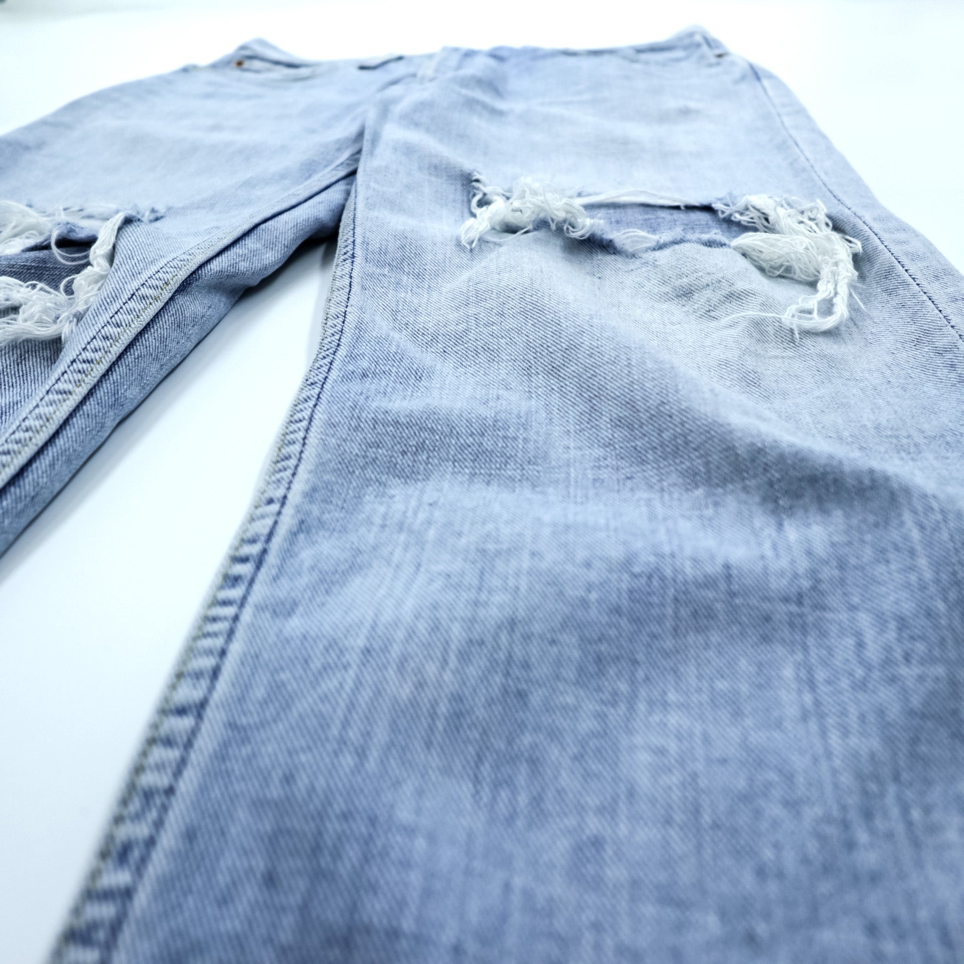 Levi's 533 ダメージ加工 クラッシュ デニムパンツ ジーンズ M インディゴ ボタン裏359 廃番 極東 フィリピン製