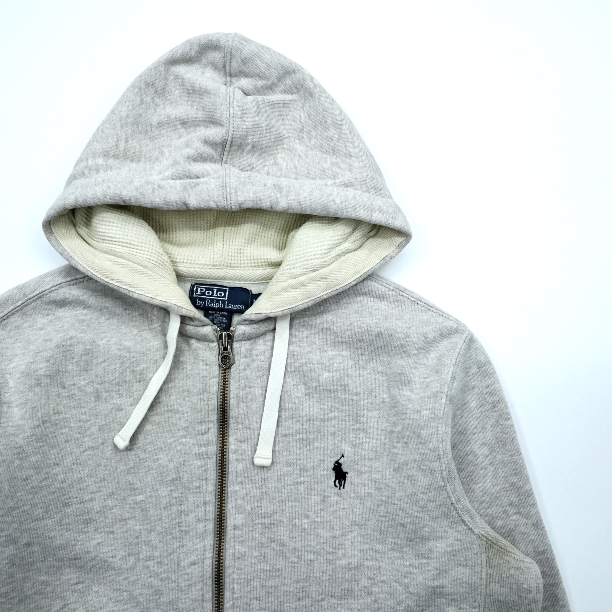 Polo Ralph Lauren 90年代 リバースウィーブ ジップパーカー M グレー スモールポニー ロゴ 刺繍