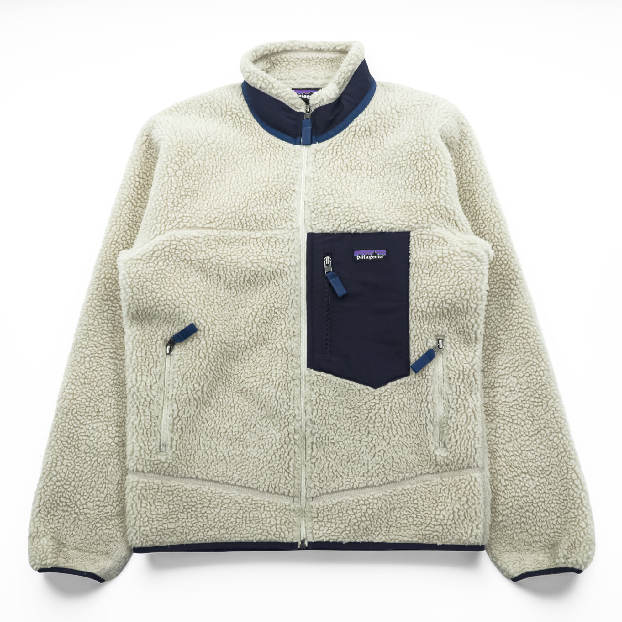 Patagonia クラシック レトロ X Classic Retro-X Fleece フリースジャケット S ナチュラル ネイビー スタンドカラー STY23056 FA17