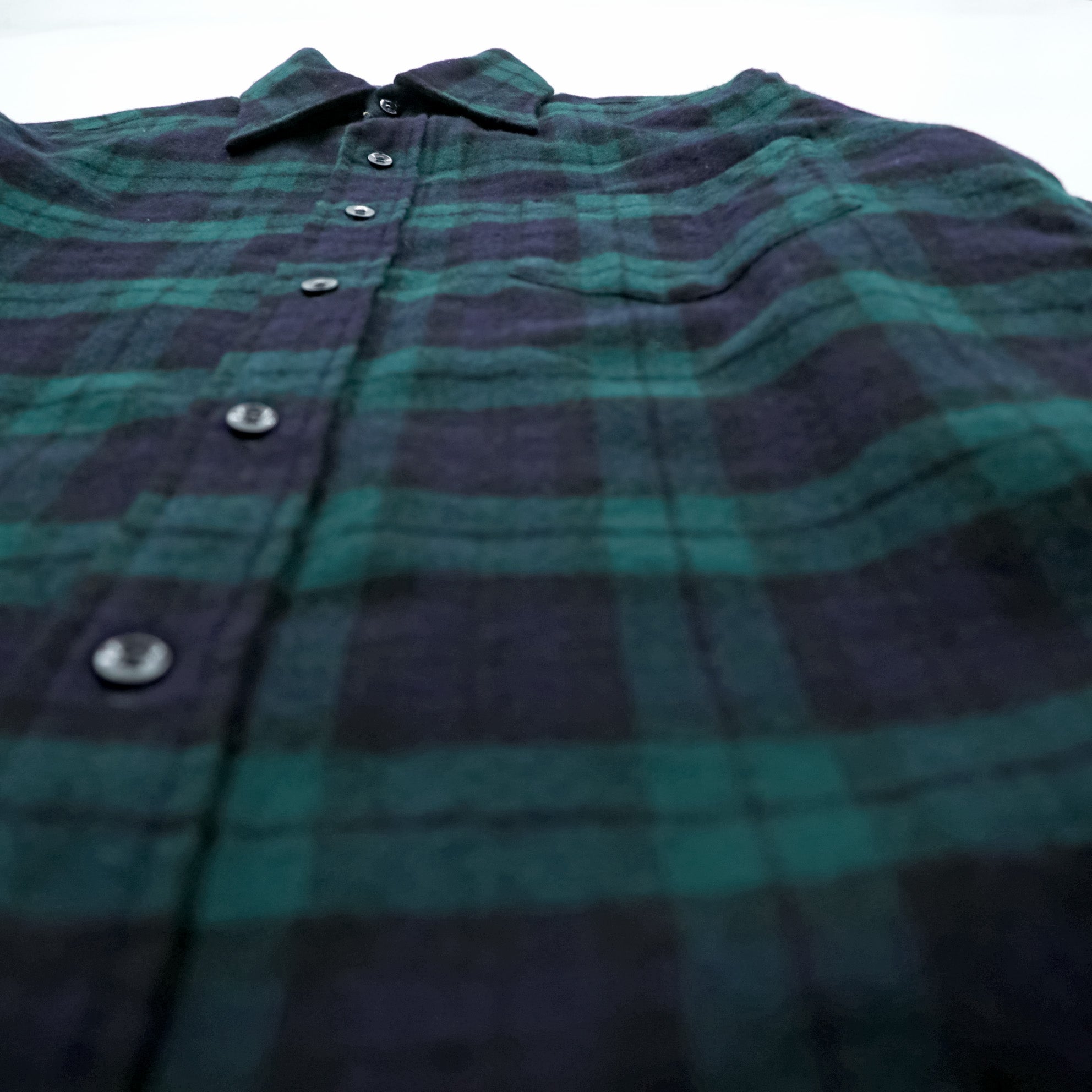 PENDLETON 70s USA Vintage Blackwatch Wool Flannel Shirt M Plaid Navy Green