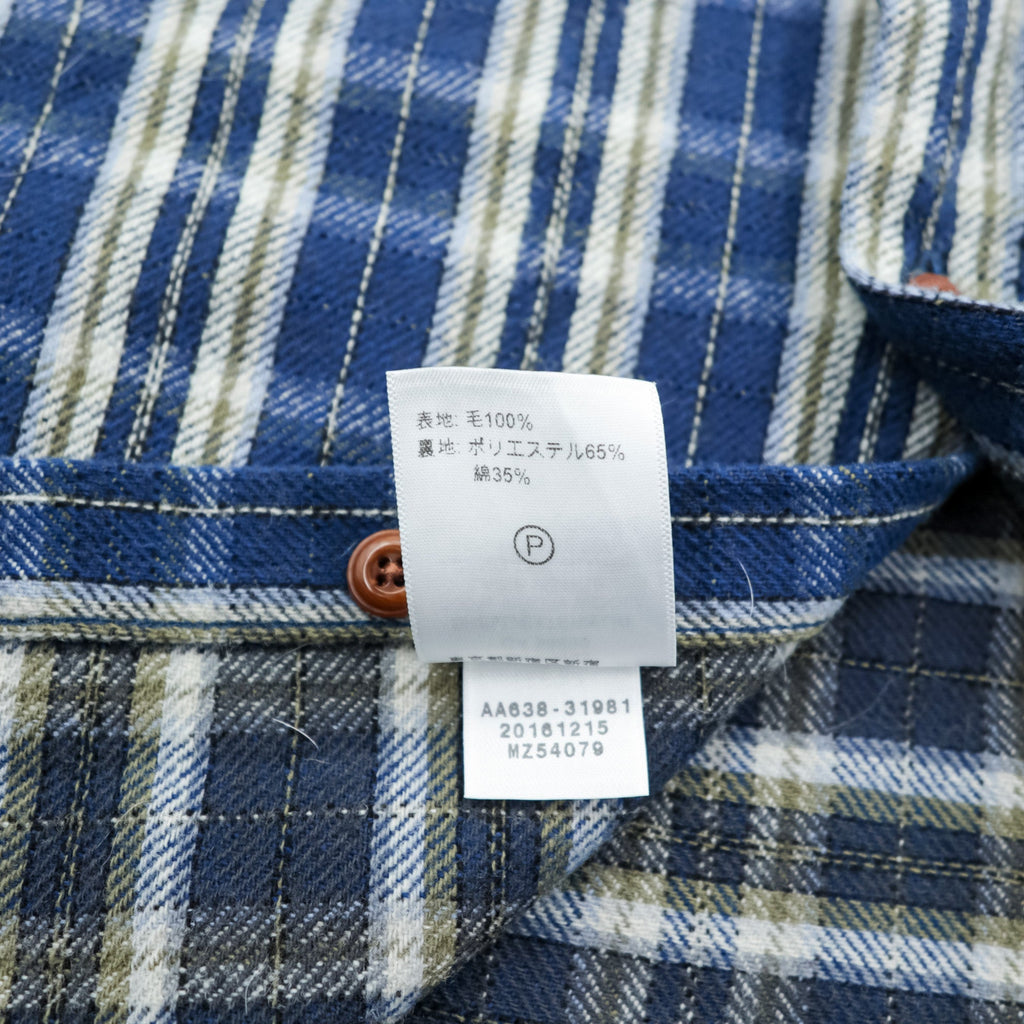 PENDLETON Flannel Shirt XL Blue Plaid Thomas Kay Collection Elbow Patches Chest Pockets