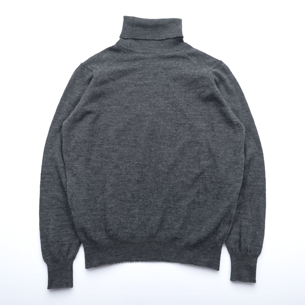 JOHN SMEDLEY 英国製 メリノウール タートルネック ニット セーター S グレー EXTRAFINE MERINO WOOL イギリス製