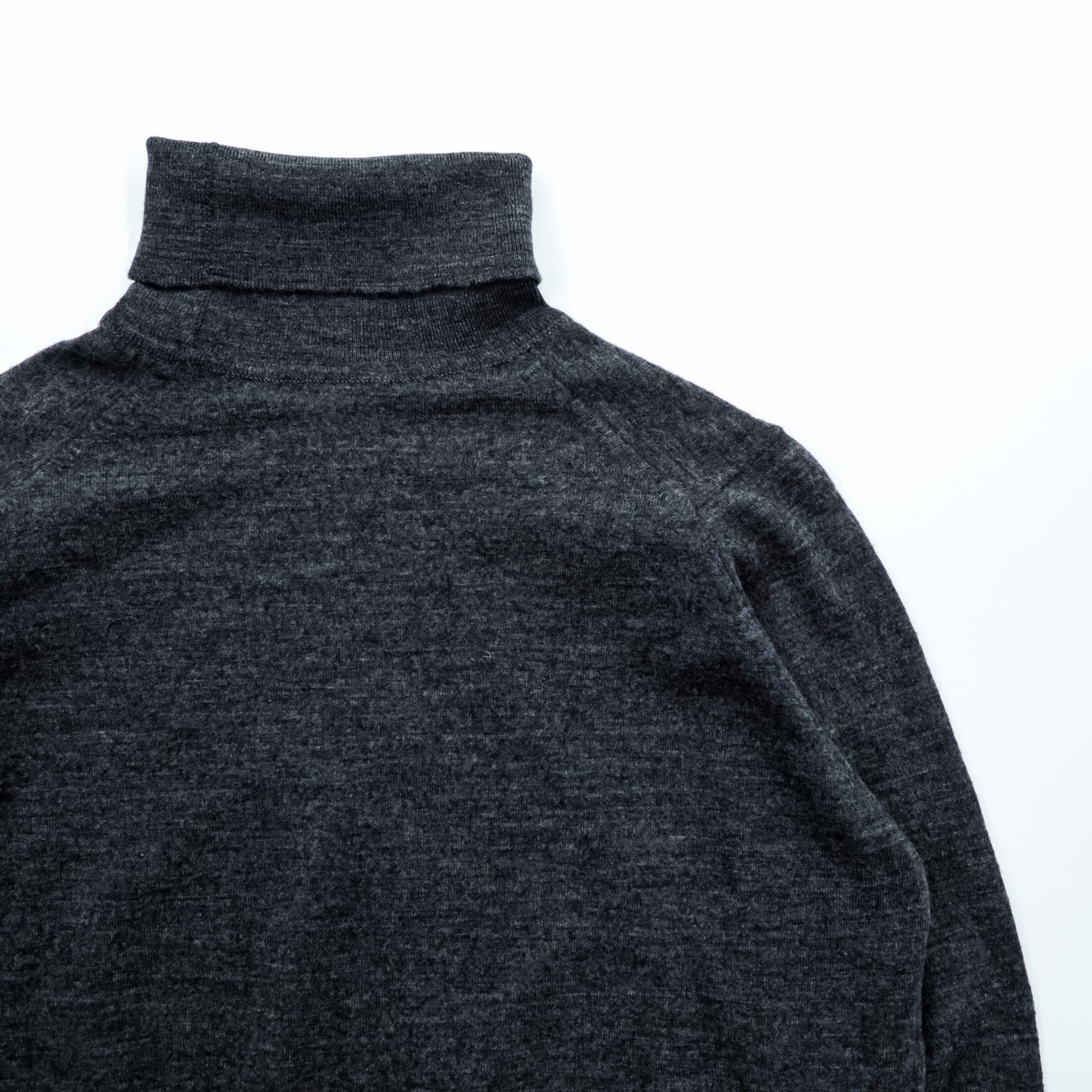 JOHN SMEDLEY 英国製 メリノウール タートルネック ニット セーター S グレー EXTRAFINE MERINO WOOL イギリス製