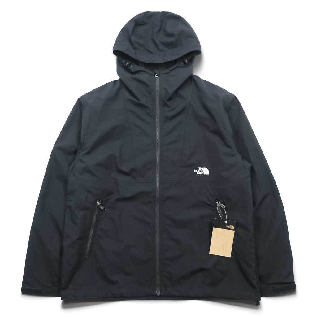 THE NORTH FACE Compact Jacket Mountain Parka L Black Nylon Waterproof Shell Drawcord NP72230 Unused
