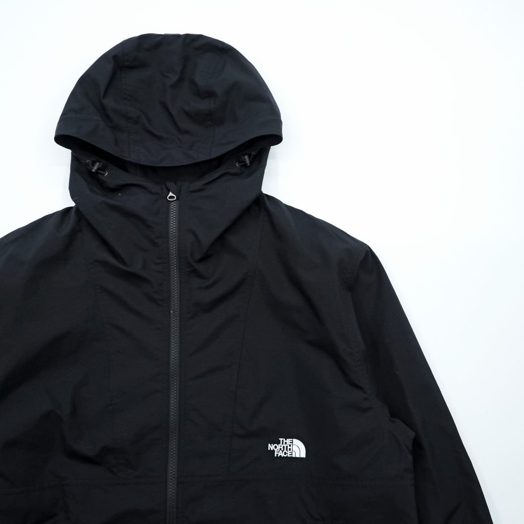 THE NORTH FACE Compact Jacket Mountain Parka L Black Nylon Waterproof Shell Drawcord NP72230 Unused