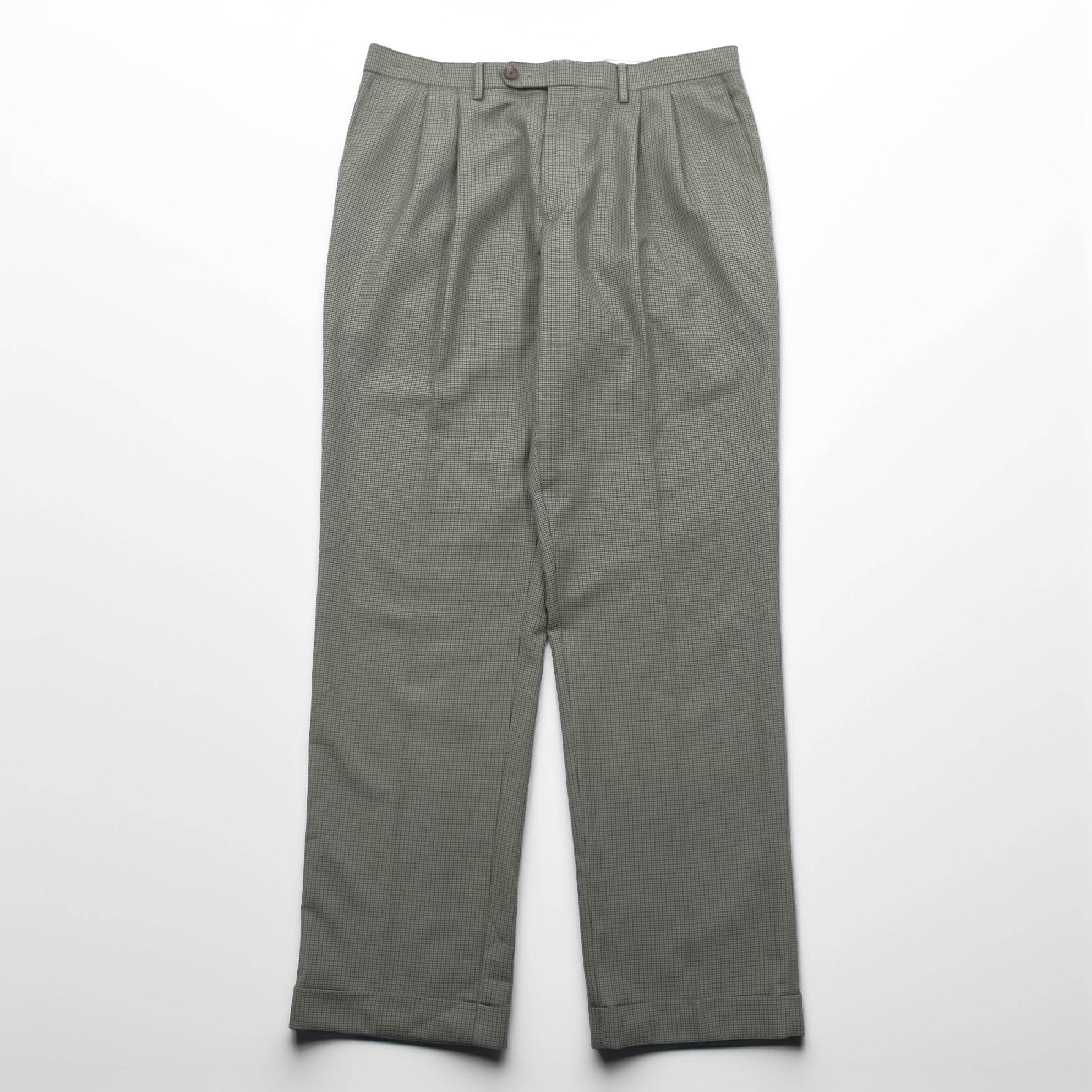 Ralph Lauren 90s Two-Pleat Trousers L Beige Gun Club Check Double Cuffs