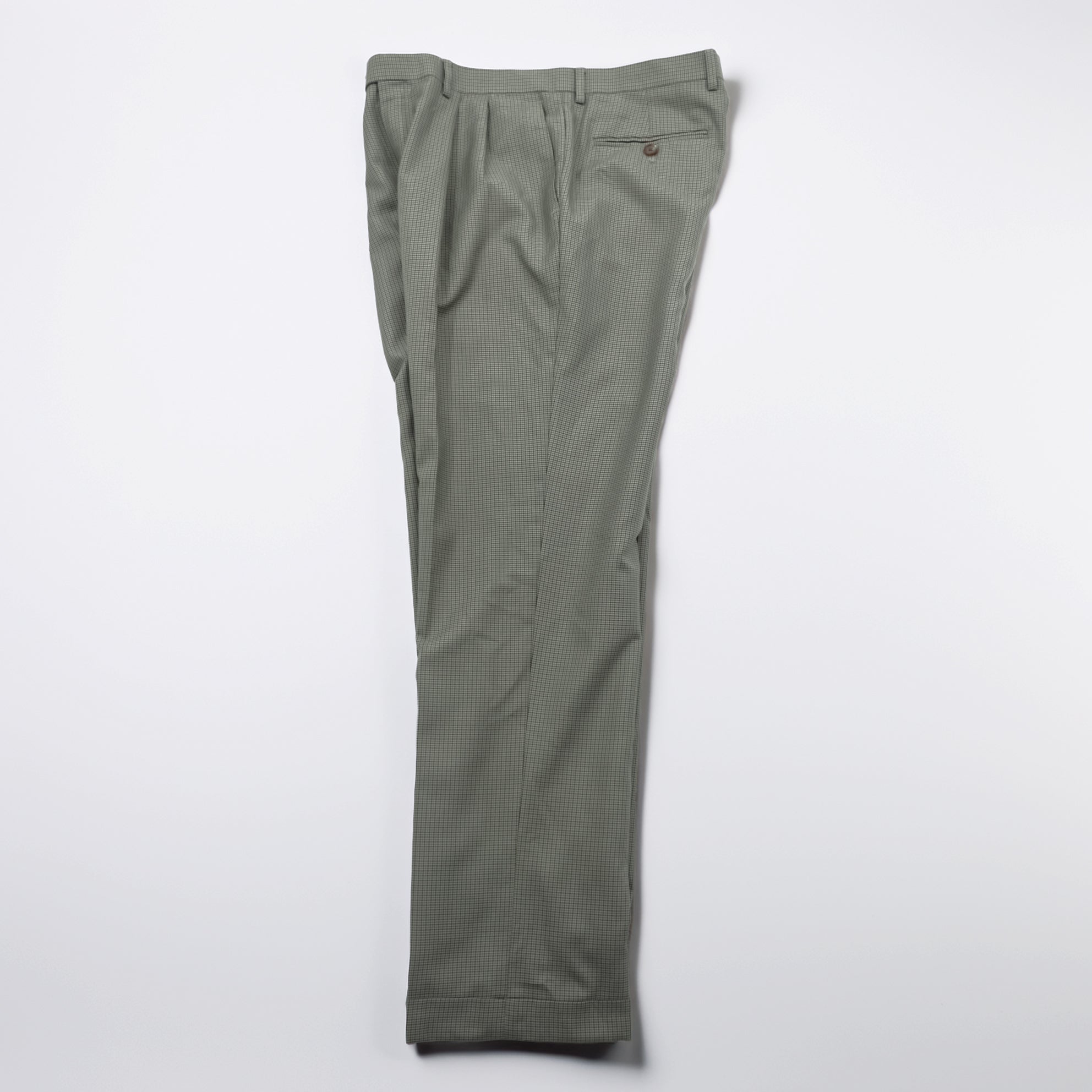 Ralph Lauren 90s Two-Pleat Trousers L Beige Gun Club Check Double Cuffs