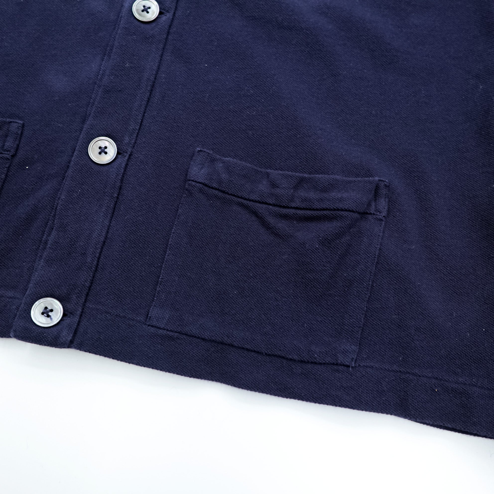 Polo Ralph Lauren 鹿の子 ニット Vネック カーディガン XL ネイビー スモールポニー ロゴ 刺繍