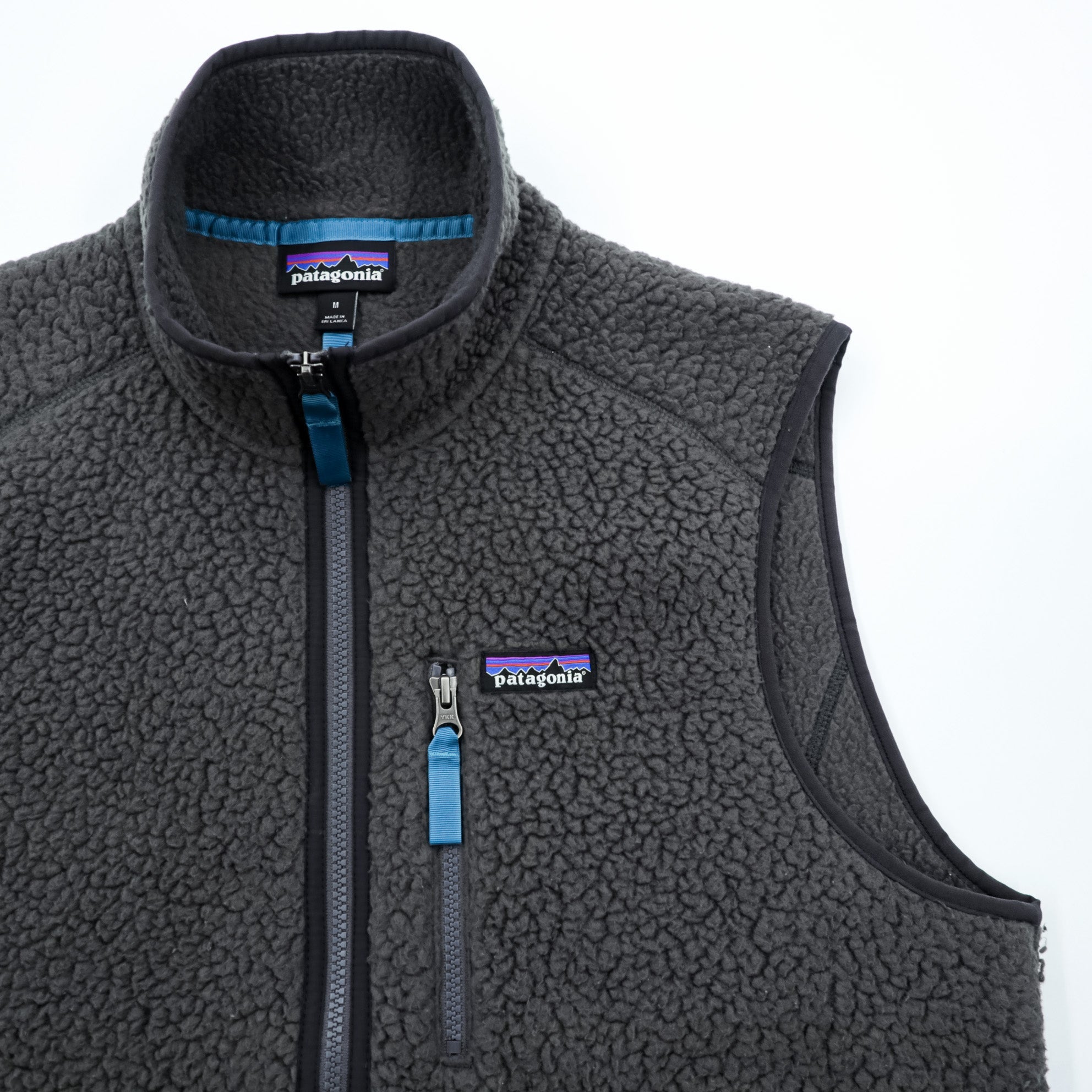 Patagonia Retro Pile Fleece Vest M Grey Boa Fleece Stand Collar Chest Pocket 22820