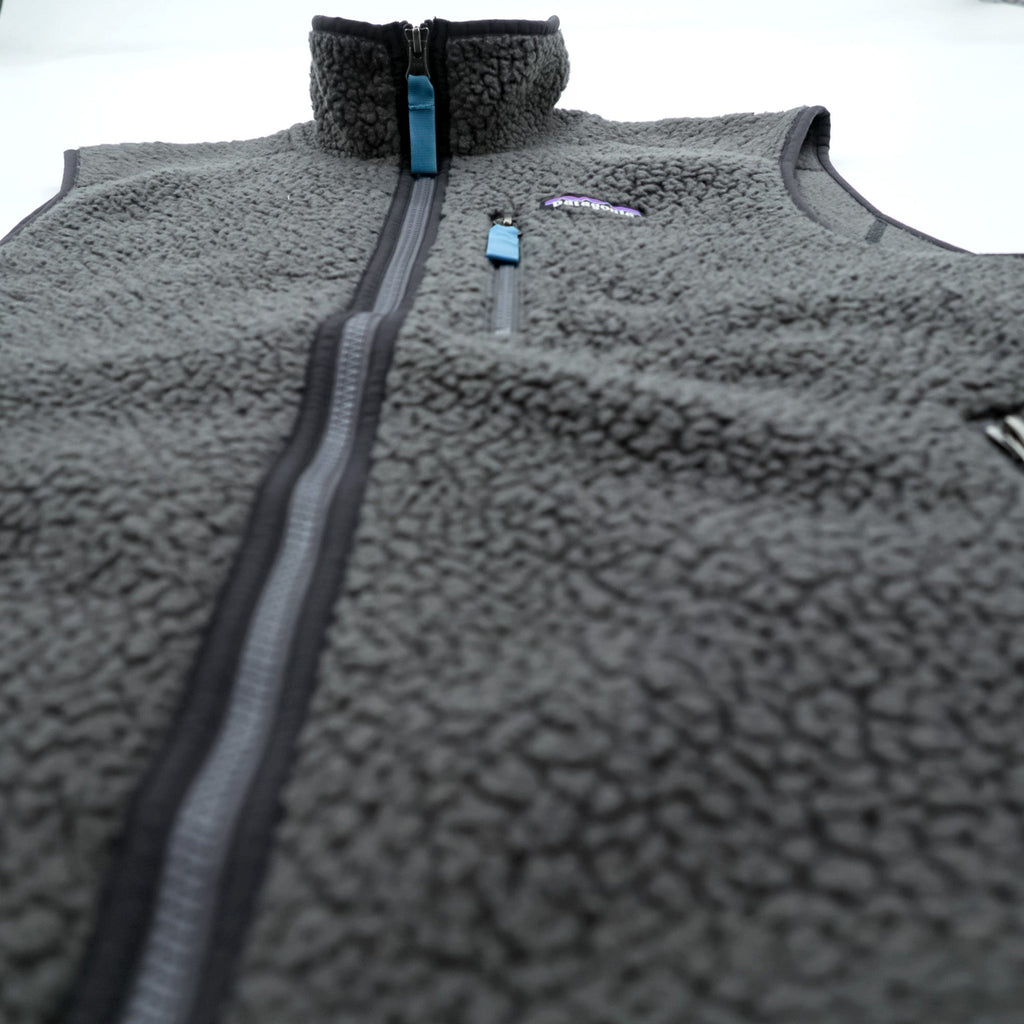 Patagonia Retro Pile Fleece Vest M Grey Boa Fleece Stand Collar Chest Pocket 22820