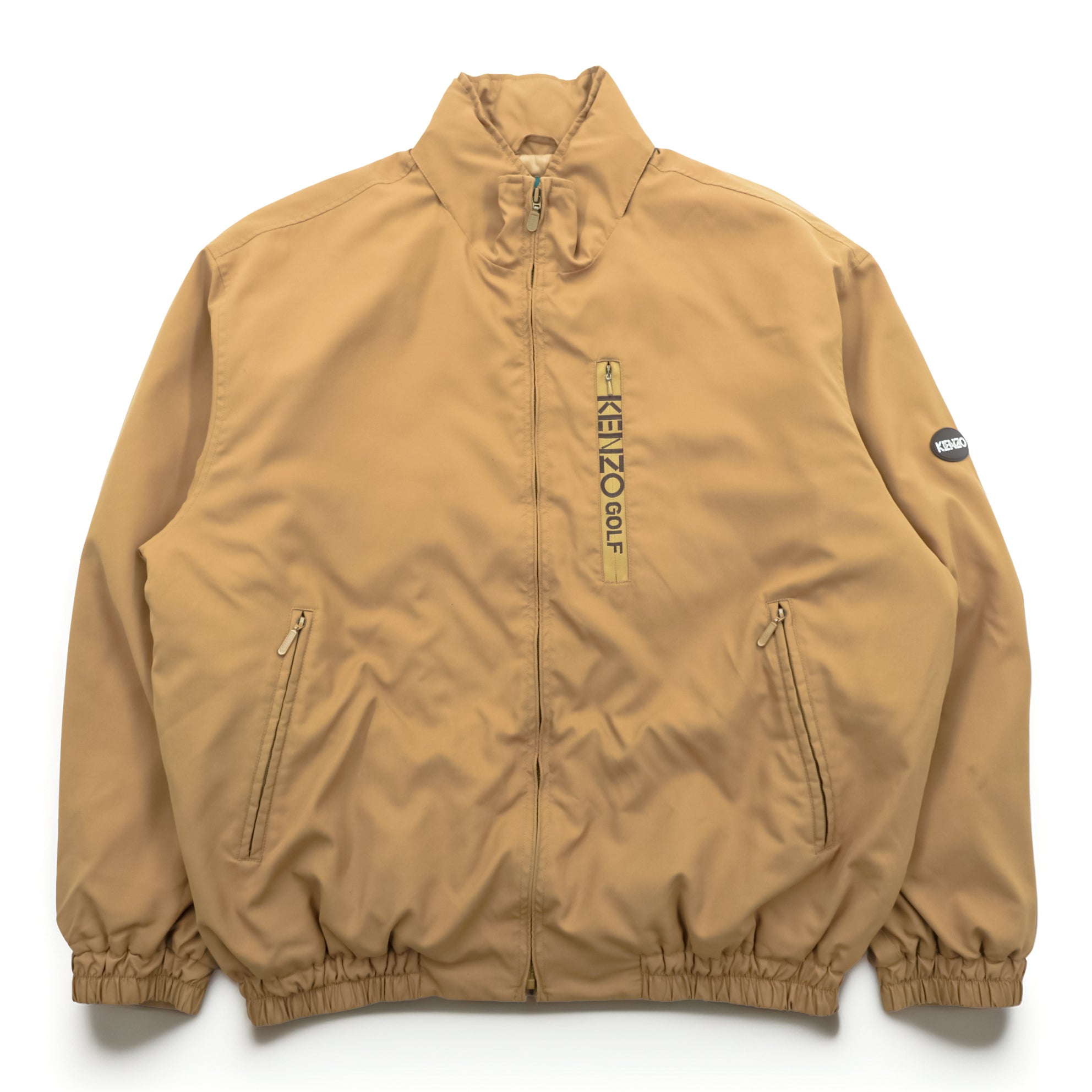 KENZO GOLF 90年代 ウィンドブレーカー スイングトップ 中綿 ブルゾン XL ベージュ 防水 フード収納
