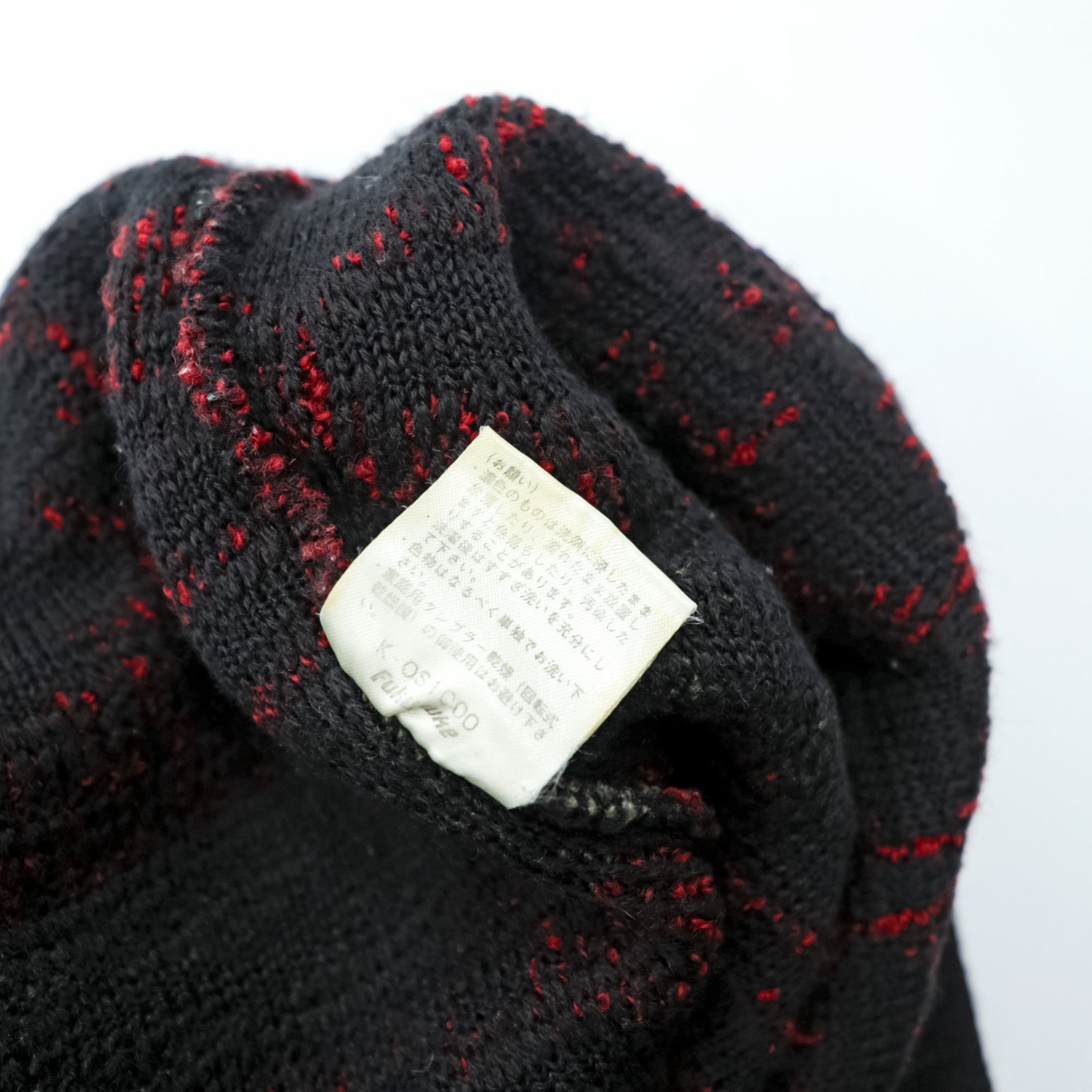 YVES SAINT LAURENT Made in Japan Vintage Knit Zip Hoodie FREE Red Native Pattern Pom-pom Old YSL