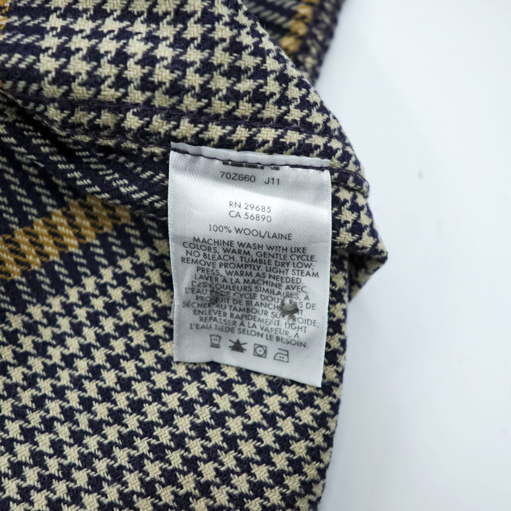 PENDLETON Flannel Shirt Long Sleeve Wool Shirt L Plaid Houndstooth BUCKLEY Chest Pocket