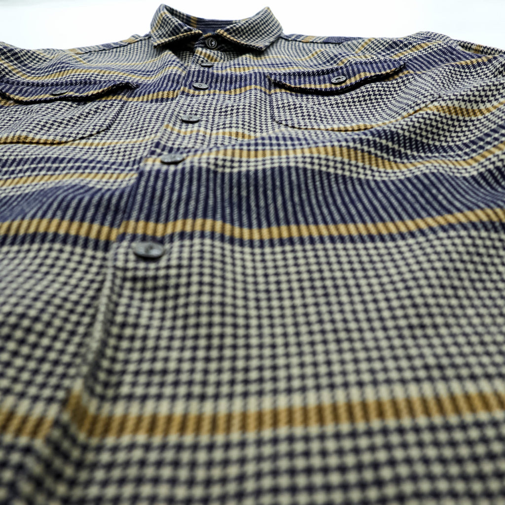 PENDLETON Flannel Shirt Long Sleeve Wool Shirt L Plaid Houndstooth BUCKLEY Chest Pocket