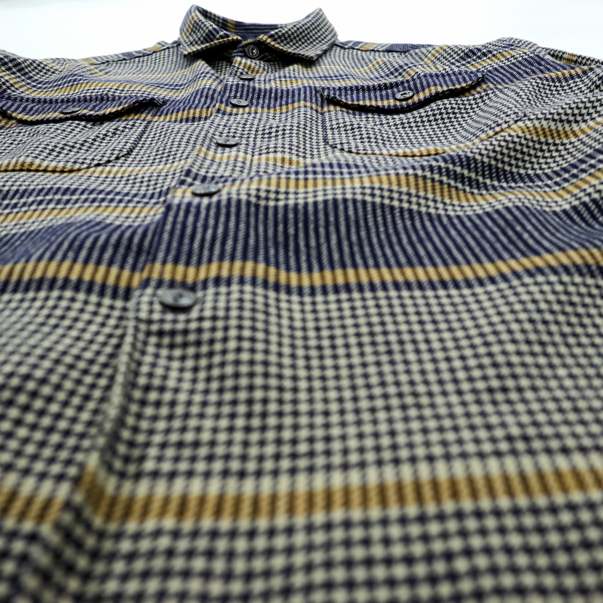 PENDLETON Flannel Shirt Long Sleeve Wool Shirt L Plaid Houndstooth BUCKLEY Chest Pocket