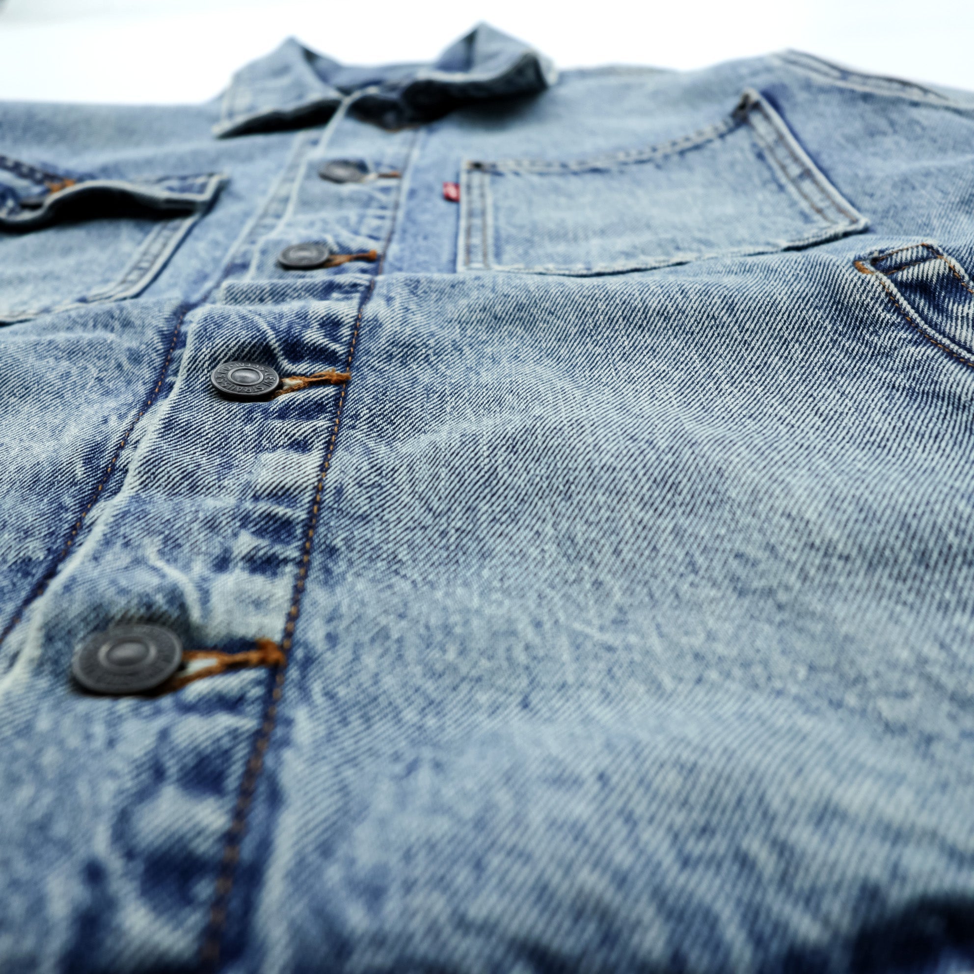 Levi's Vintage Finish Denim Trucker Jacket G Jean M Indigo Light Blue STOCK TRUCKER JACKET A2662