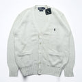 Polo Ralph Lauren 90s Knit V-Neck Cardigan S White Cotton Pockets Unused