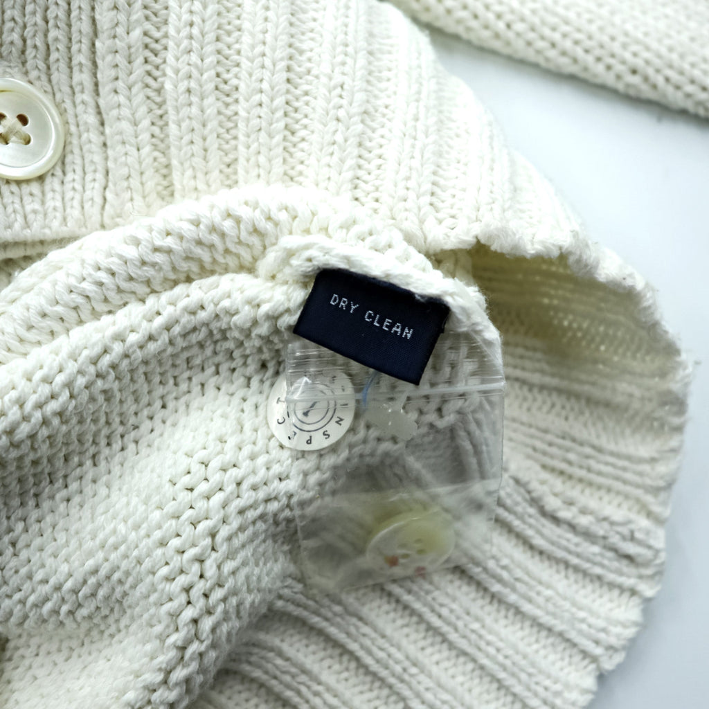 Polo Ralph Lauren 90s Knit V-Neck Cardigan S White Cotton Pockets Unused