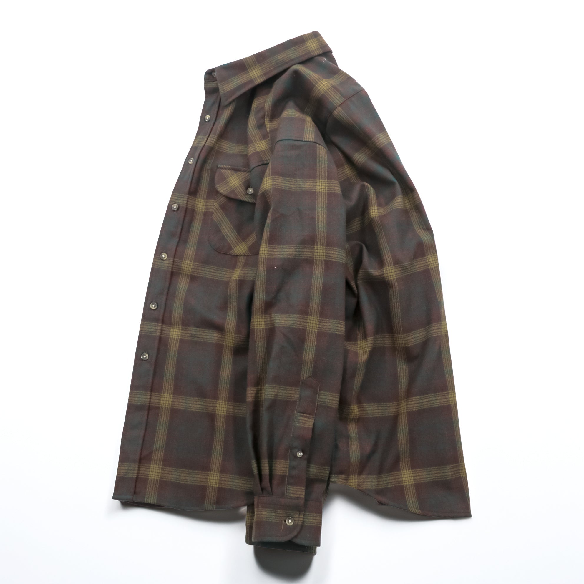 PENDLETON フランネルシャツ 長袖 ウールシャツ XL チェック グリーン FIELD SHIRT USA VIRGIN WOOL 胸ポケット