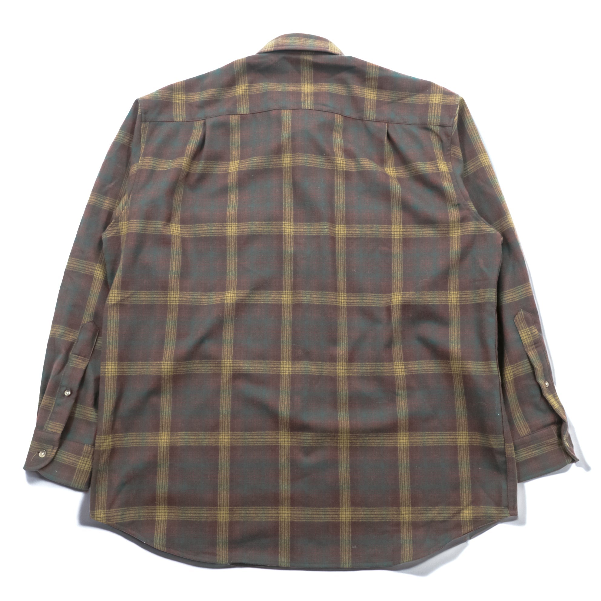 PENDLETON フランネルシャツ 長袖 ウールシャツ XL チェック グリーン FIELD SHIRT USA VIRGIN WOOL 胸ポケット
