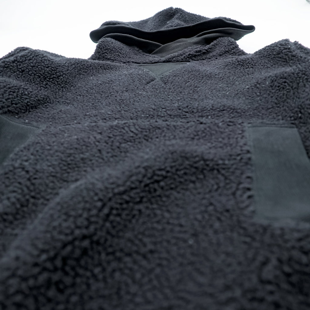 EVISU (YAMANE GUARANTEED) ボア フリース パーカー L ブラック プルオーバー フロント カンガルーポケット