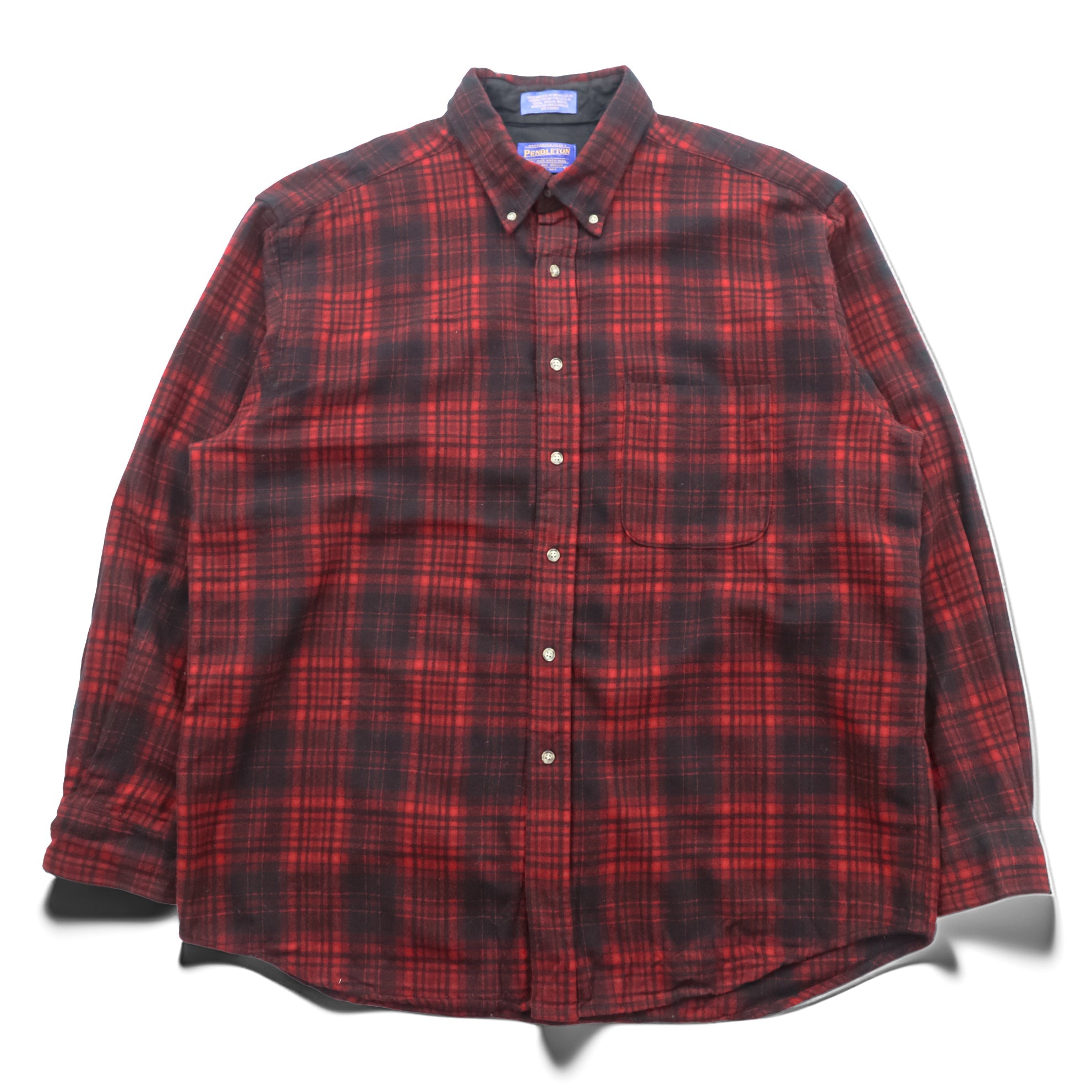 PENDLETON ボタンダウン フランネルシャツ 長袖 ウールシャツ XL バッファローチェック オンブレ 胸ポケット